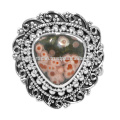 Ocean Jasper Pear Shape Gemstone avec Sterling Silver Vintage Style Designer Ring Disponible au meilleur prix